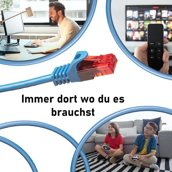 BIGtec LAN Kabel 10m Netzwerkkabel blau Gigabit Ethernet Kabel RJ45 Stecker Patchkabel für Patchpanel Netzwerk Switch Gaming PC kompatibel Playstation 5 PS5 XBOX Nintendo Switch 2 -Station 10 Meter