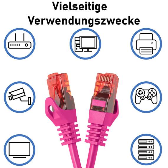 BIGtec LAN Kabel 10m Netzwerkkabel pink - 5 Stück - Gigabit Ethernet Kabel RJ45 Stecker Patchkabel für Patchpanel Netzwerk Switch Gaming kompatibel Playstation 5 PS5 XBOX Nintendo Switch 2-Station