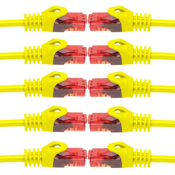 BIGtec LAN Kabel 7,5m Netzwerkkabel gelb - 10 Stück - Gigabit Ethernet Kabel RJ45 Stecker Patchkabel für Patchpanel Netzwerk Switch Gaming kompatibel Playstation 5 PS5 XBOX Nintendo Switch 2-Station