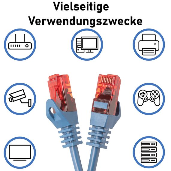 BIGtec LAN Kabel 10m Netzwerkkabel blau Gigabit Ethernet Kabel RJ45 Stecker Patchkabel für Patchpanel Netzwerk Switch Gaming PC kompatibel Playstation 5 PS5 XBOX Nintendo Switch 2 -Station 10 Meter