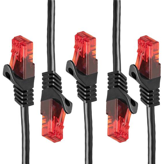 BIGtec LAN Kabel 20m Netzwerkkabel schwarz - 5 Stück - Gigabit Ethernet Kabel RJ45 Stecker Patchkabel für Patchpanel Netzwerk Switch Gaming kompatibel Playstation 5 PS5 XBOX Nintendo Switch 2-Station