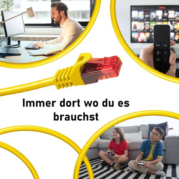 BIGtec LAN Kabel 50m Netzwerkkabel gelb - 10 Stück - Gigabit Ethernet Kabel RJ45 Stecker Patchkabel für Patchpanel Netzwerk Switch Gaming kompatibel Playstation 5 PS5 XBOX Nintendo Switch 2-Station