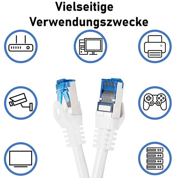 BIGtec - 5 Stück - 1,5m CAT.7 Gigabit Patchkabel Netzwerkkabel weiß Kupferkabel Patch Ethernt LAN DSL Kabel CAT7 (RJ45, Cat 7, S/FTP PIMF) 1,50m