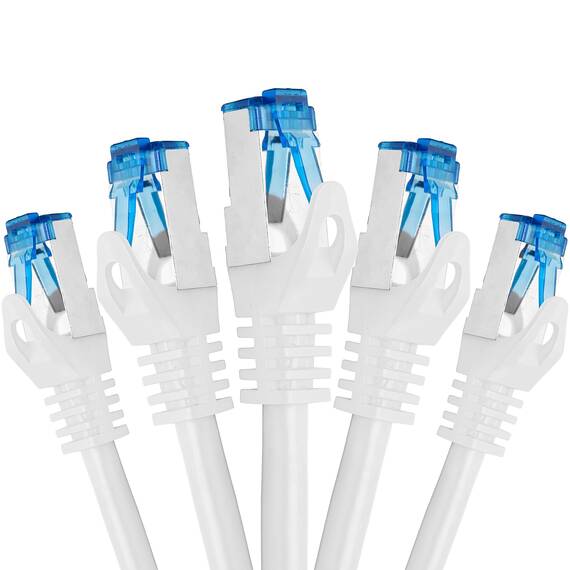 BIGtec - 5 Stück - 1,5m CAT.7 Gigabit Patchkabel Netzwerkkabel weiß Kupferkabel Patch Ethernt LAN DSL Kabel CAT7 (RJ45, Cat 7, S/FTP PIMF) 1,50m