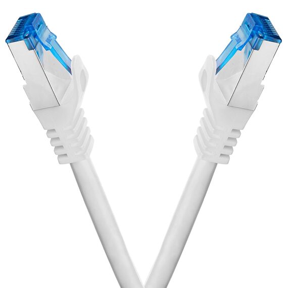 BIGtec 25m CAT.7 Patchkabel Netzwerkkabel Gigabit Patch DSL LAN Ethernet Kabel weiß Kupferkabel doppelt geschirmt (RJ45 Stecker Cat-7 S/FTP PIMF)