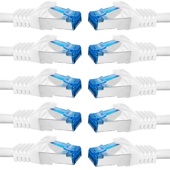 BIGtec - 10 Stück - 0,75m CAT.7 Gigabit Patchkabel Netzwerkkabel weiß Kupferkabel Patch Ethernt LAN DSL Kabel CAT7 (RJ45, Cat 7, S/FTP PIMF) 75cm