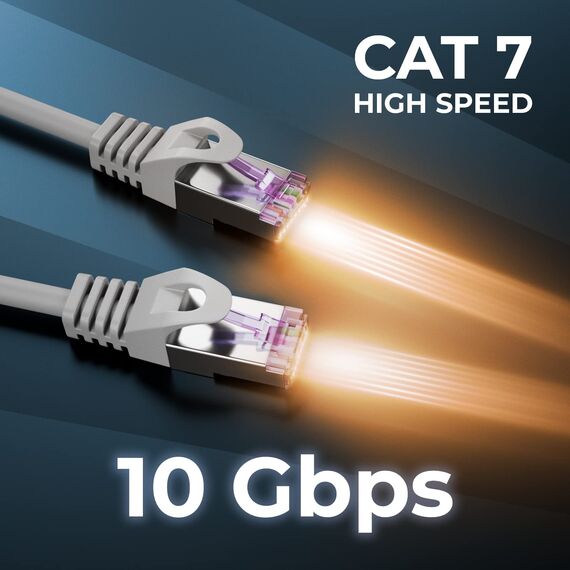 deleyCON 5x 1m CAT7 Netzwerkkabel - 10 Gigabit - RJ45 Patchkabel Ethernet Kabel (Kupfer, SFTP PiMF Schirmung) - LAN DSL Switch Modem Router Patchpanel CAT7 CAT6 CAT5 - Grau