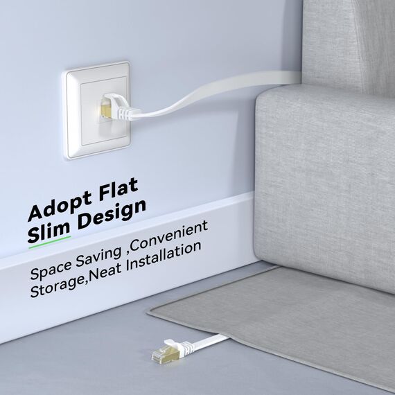 BUSOHE Cat 8 Ethernet-Kabel 10m, Hochgeschwindigkeits- Gigabit RJ45 LAN Netzwerkkabel, 40Gbps 2000Mhz Internet Patchkabel Kompatibel mit Router, Modem, PC, Laptop, Drucker (weiß)