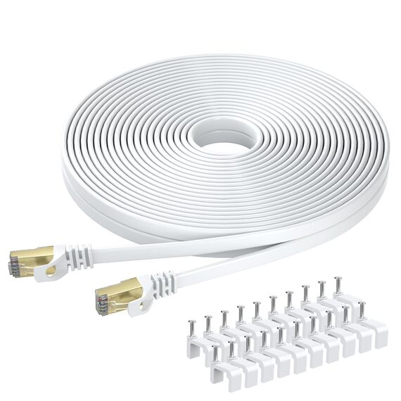 BUSOHE Cat 8 Ethernet-Kabel 10m, Hochgeschwindigkeits- Gigabit RJ45 LAN Netzwerkkabel, 40Gbps 2000Mhz Internet Patchkabel Kompatibel mit Router, Modem, PC, Laptop, Drucker (weiß)