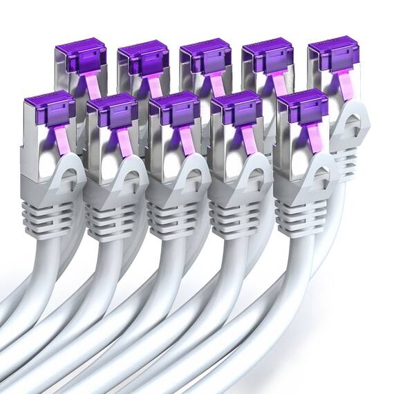deleyCON 10x 2m CAT7 Netzwerkkabel - 10 Gigabit - RJ45 Patchkabel Ethernet Kabel (Kupfer, SFTP PiMF Schirmung) - LAN DSL Switch Modem Router Patchpanel CAT7 CAT6 CAT5 - Weiß