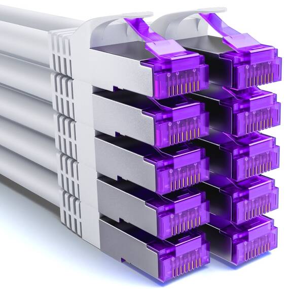 deleyCON 10x 2m CAT7 Netzwerkkabel - 10 Gigabit - RJ45 Patchkabel Ethernet Kabel (Kupfer, SFTP PiMF Schirmung) - LAN DSL Switch Modem Router Patchpanel CAT7 CAT6 CAT5 - Weiß