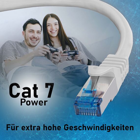 BIGtec 0,75m CAT.7 Patchkabel Netzwerkkabel Gigabit Patch DSL LAN Ethernet Kabel weiß Kupferkabel doppelt geschirmt (RJ45 Stecker Cat-7 S/FTP PIMF)