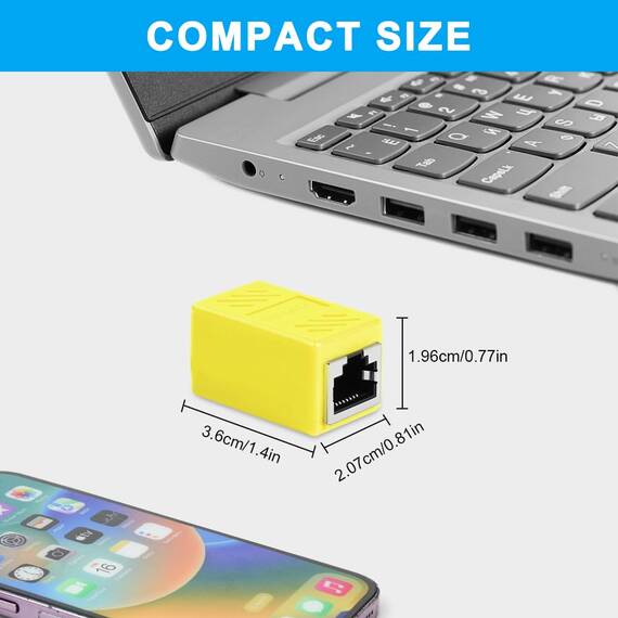 AXFEE RJ45 Kupplung Cat7, 3 Stück CAT6 Kupplung Verbinder, Kabel Verlängerung, LAN Verbinder Netzwerkkabel, Ethernet Kabel Patchkabel für Cat 7 Cat6 Cat5 Cat5e, Gelb