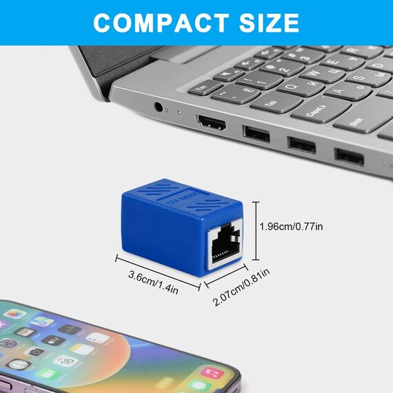 AXFEE RJ45 Kupplung Cat7, 3 Stück CAT6 Kupplung Verbinder, Kabel Verlängerung, LAN Verbinder Netzwerkkabel, Ethernet Kabel Patchkabel für Cat 7 Cat6 Cat5 Cat5e, Blau