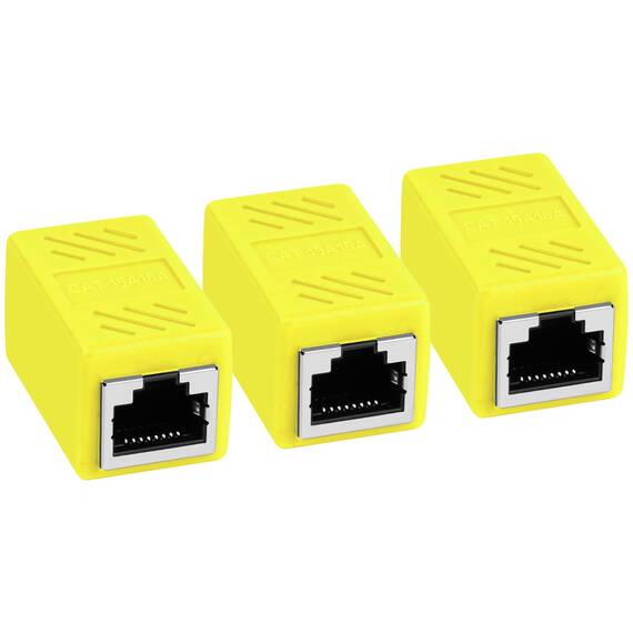 AXFEE RJ45 Kupplung Cat7, 3 Stück CAT6 Kupplung Verbinder, Kabel Verlängerung, LAN Verbinder Netzwerkkabel, Ethernet Kabel Patchkabel für Cat 7 Cat6 Cat5 Cat5e, Gelb