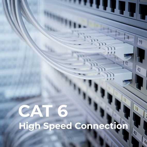 deleyCON 0,25m CAT6 Flaches Netzwerkkabel 1000 Mbit Gigabit LAN - Cat 6 RJ45 Ethernet Patchkabel Verlegekabel Flach - für Internet Switch Router Modem Patchpanel - Weiß