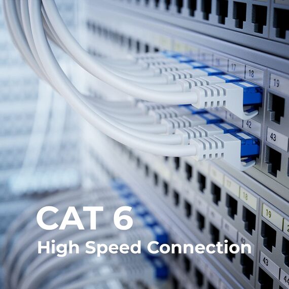 deleyCON 0,5m CAT.6 Ethernet Gigabit Lan Netzwerkkabel RJ45 CAT6 Kabel Patchkabel Kompatibel zu CAT.5 CAT.5e CAT.6a Cat.7 - Weiß