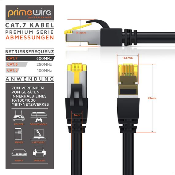 CSL - 30m CAT 7 Netzwerkkabel - Lan Kabel für 10 Gigabit High Speed Internetkabel, Hochgeschwindigkeits Ethernet Kabel, S FTP PIMF, 10 Gbps Cat.7 RJ45 - Switch Router Modem PC - 30 Meter Schwarz