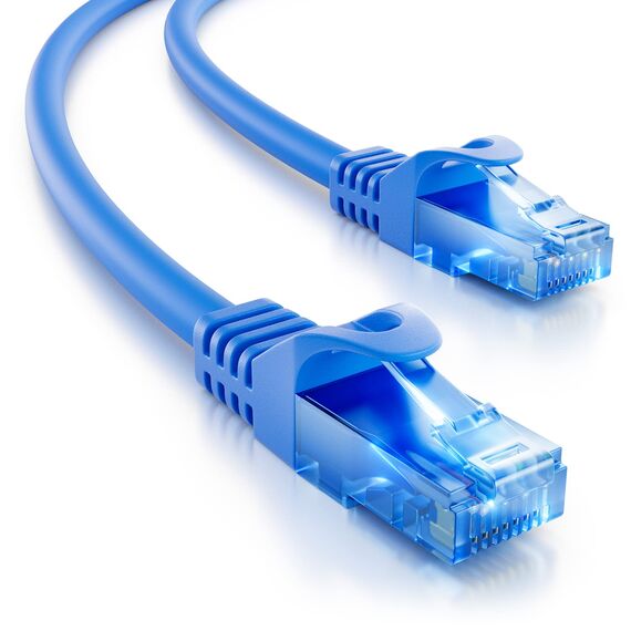 deleyCON 15m CAT.6 Ethernet Gigabit Lan Netzwerkkabel RJ45 CAT6 Kabel Patchkabel Kompatibel zu CAT.5 CAT.5e CAT.6a Cat.7 - Blau