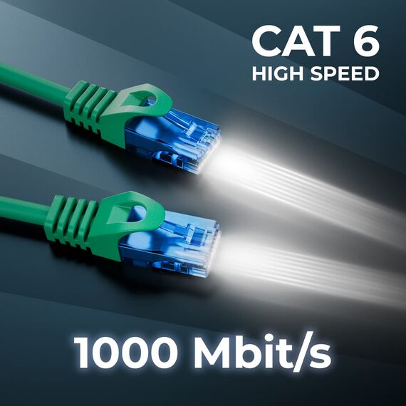 deleyCON 10m CAT.6 Ethernet Gigabit Lan Netzwerkkabel RJ45 CAT6 Kabel Patchkabel Kompatibel zu CAT.5 CAT.5e CAT.6a Cat.7 - Grün