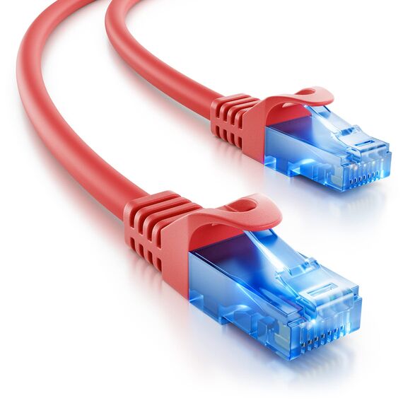 deleyCON 7,5m CAT.6 Ethernet Gigabit Lan Netzwerkkabel RJ45 CAT6 Kabel Patchkabel Kompatibel zu CAT.5 CAT.5e CAT.6a Cat.7 - Rot