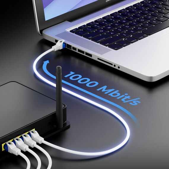 deleyCON 3,0m CAT.6 Ethernet Gigabit Lan Netzwerkkabel RJ45 CAT6 Kabel Patchkabel Kompatibel zu CAT.5 CAT.5e CAT.6a Cat.7 - Weiß