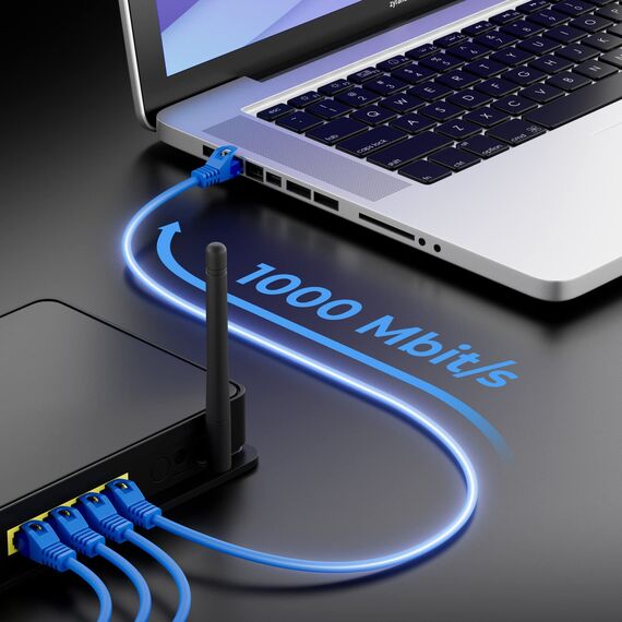 deleyCON 25m CAT.6 Ethernet Gigabit Lan Netzwerkkabel RJ45 CAT6 Kabel Patchkabel Kompatibel zu CAT.5 CAT.5e CAT.6a Cat.7 - Blau