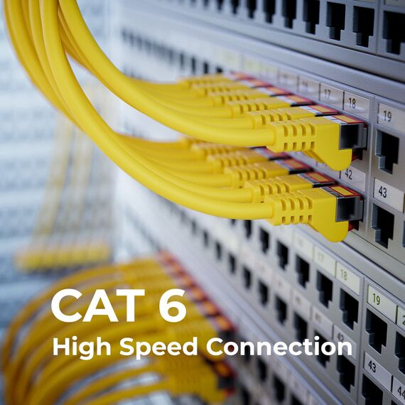deleyCON 5m Netzwerkkabel Cat6-1000 Mbit (Kupfer, S/FTP, Halogenfrei) RJ45 Gigabit Patchkabel Ethernet LAN Kabel Cable - für DSL Internet WLAN Switch Router Modem Patchpanel POE - Gelb