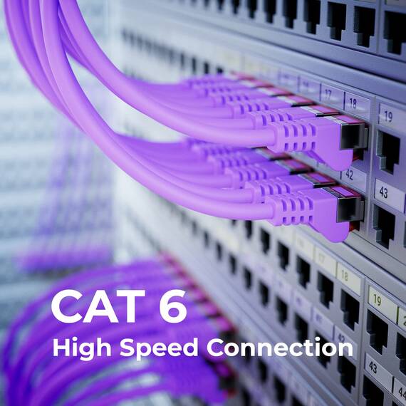 deleyCON 7,5m Netzwerkkabel Cat6-1000 Mbit (Kupfer, S/FTP, Halogenfrei) RJ45 Gigabit Patchkabel Ethernet LAN Kabel Cable - für DSL Internet WLAN Switch Router Modem Patchpanel POE - Violett/Lila
