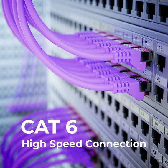 deleyCON 5m Netzwerkkabel Cat6-1000 Mbit (Kupfer, S/FTP, Halogenfrei) RJ45 Gigabit Patchkabel Ethernet LAN Kabel Cable - für DSL Internet WLAN Switch Router Modem Patchpanel POE - Violett/Lila