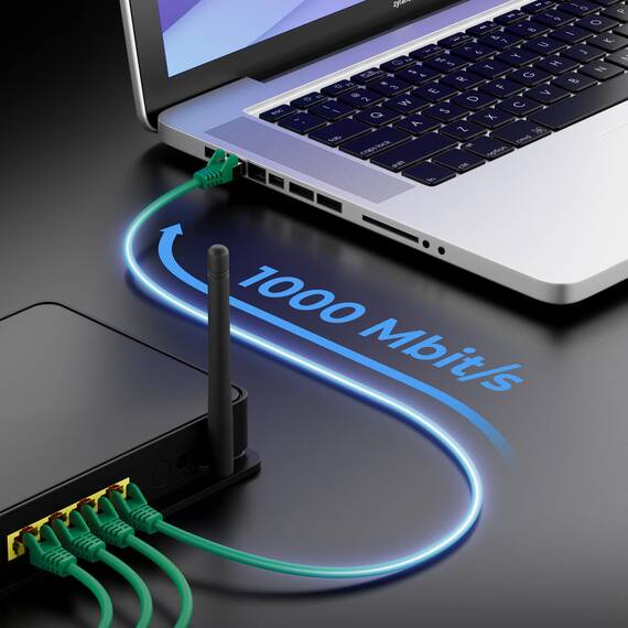 deleyCON 7,5m Netzwerkkabel Cat6-1000 Mbit (Kupfer, S/FTP, Halogenfrei) RJ45 Gigabit Patchkabel Ethernet LAN Kabel Cable - für DSL Internet WLAN Switch Router Modem Patchpanel POE - Grün