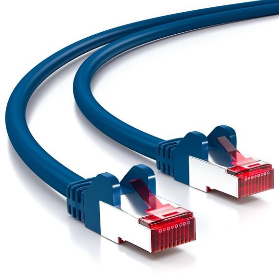 deleyCON 30m Netzwerkkabel Cat6-1000 Mbit (Kupfer, S/FTP, Halogenfrei) RJ45 Gigabit Patchkabel Ethernet LAN Kabel Cable - für DSL Internet WLAN Switch Router Modem Patchpanel POE - Blau