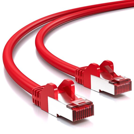 deleyCON 20m Netzwerkkabel Cat6-1000 Mbit (Kupfer, S/FTP, Halogenfrei) RJ45 Gigabit Patchkabel Ethernet LAN Kabel Cable - für DSL Internet WLAN Switch Router Modem Patchpanel POE - Rot