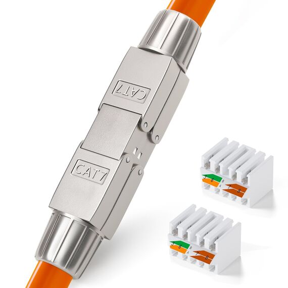 HB-DIGITAL 2x CAT 7 LSA werkzeugloser Netzwerkkabel Verbinder CAT 7 STP feldkonfektionierbare Kupplung Adapter Verlängerung für LAN Verlegekabel Ethernet Installationskabel