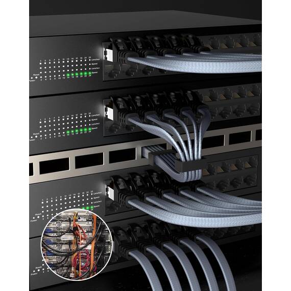 BUSOHE Cat 8 LAN Kabel 8Meter, 40Gbps 2000MHz Ethernet Kabel Netzwerkkabel, Flach Hochgeschwindigkeits Gigabit RJ45 Patchkabel, Geflochtener Internetkabel Kompatibel mit PC, Router, Modem