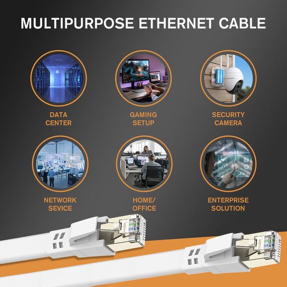 Ercielook Lan Kabel 0,15m-10 Stück - Hochgeschwindigkeits 40 Gbit/s Cat8-Netzwerkkabel für den Außen- und Innenbereich, wetterfest, UV-beständig für Router/Gaming/Modem