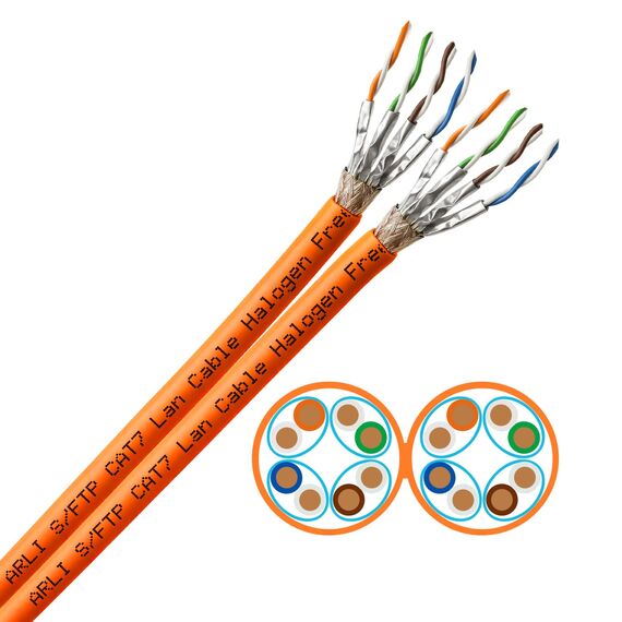 ARLI Cat7 Verlegekabel 100 m Netzwerkkabel duplex inkl Abisoliermesser CAT.7 LAN Halogenfrei Installationskabel twin SFTP CAT7 PIMF Kabel Netzwerk Verkabelung Datenkabel geschirmt AWG23/1 Kupfer 100m