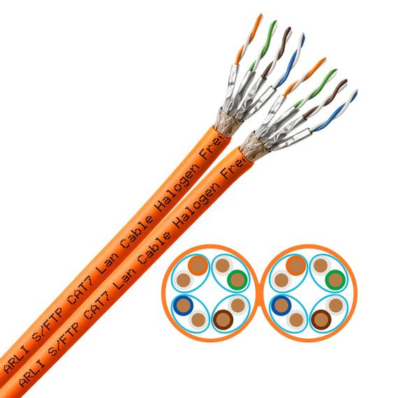 ARLI CAT 7 Verlegekabel duplex 100m Netzwerkkabel CAT.7 twin LAN Halogenfrei Installationskabel SFTP CAT7 PIMF Kabel Netzwerk Verkabelung Datenkabel AWG23/1 Gigabit Kupfer Ethernet Klasse F 100 m