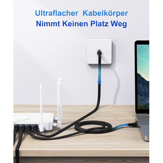 Ethernet Kabel 30M, Cat 8 40Gbps 2000MHz Hochgeschwindigkeits Netzwerkkabel, Lang RJ45 Lan Kabel Gigabit Patchkabel, Flach Nylongeflecht Internet Kabel, für Switch, PC, TV, Modem, Geschenk für Gamer