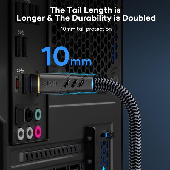 NORSHY Cat 8 LAN Kabel 30m, 40Gbps Netzwerkkabel 2000MHz Gigabit Hochgeschwindigkeits Internetkabel, Flach S/FTP RJ45 Kabel Geflochtener Patchkabel für PS5/PS4, Switch,TV, PC, Modem, Router