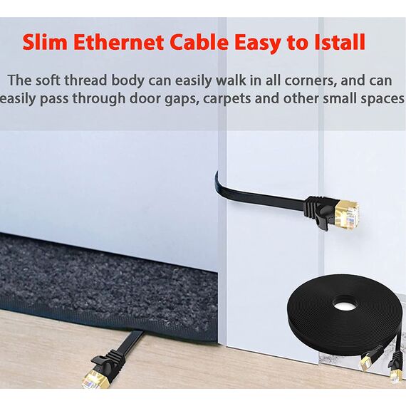 LAN Kabel 20m Cat 7 Netzwerkkabel 20 Meter Flach Patchkabel Outdoor Gigabit 10Gbps 600MHz Hochgeschwindigkeits S/FTP PIMF Schirmung mit RJ45 Stecker Ethernet Kabel für Switch Router Modem (20 Clips)