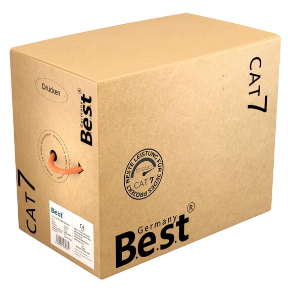 Germany B.e.s.t CAT 7 200M Simplex Netzwerkkabel Verlegekabel Kupfer LAN Kabel Ethernetkabel S/FTP 10 Gbit/s Kat 7 reines Kupfer Datenkabel PoE+ LSZH Datenkabel