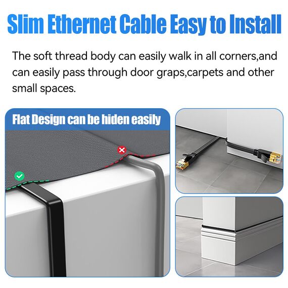 Soibke Cat 7 25m LAN Kabel, Flach Netzwerkkabel 25m CAT 7 Patchkabel, Gigabit Hochgeschwindigkeits Schirmung mit RJ45 Stecker Ethernet Kabel für Switch Router Modem (25 Clips)