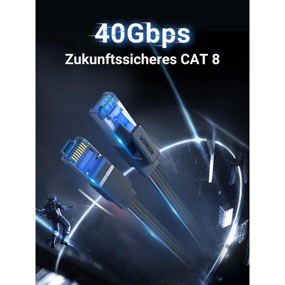 UGREEN CAT 8 LAN Kabel 40000Mbit/s Netzwerkkabel Ethernet Kabel (3M)