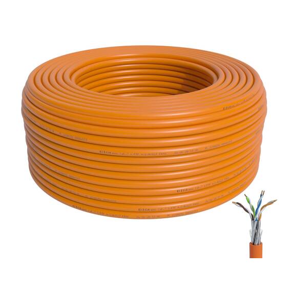 BIGtec CAT 7 Netzwerkkabel Verlegekabel LAN Kabel 450m CAT7 PiMF halogenfrei Zertifiziert GHMT BauPVO Eca POE orange Netzwerk Installationskabel Datenkabel