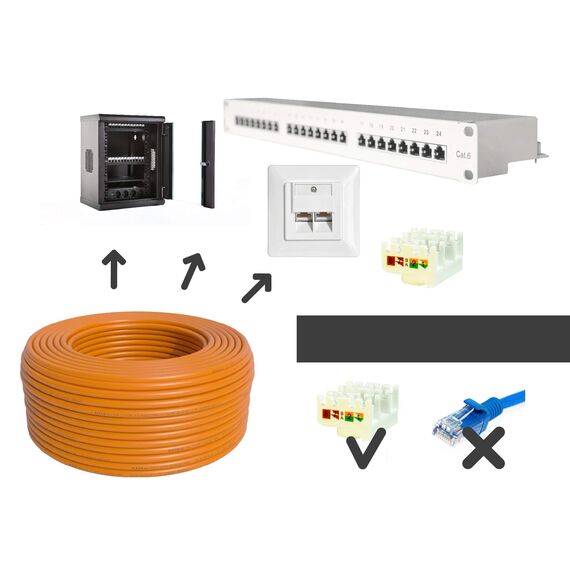 BIGtec CAT 7 Netzwerkkabel Verlegekabel LAN Kabel 10m CAT7 PiMF halogenfrei Zertifiziert GHMT BauPVO Eca POE orange Netzwerk Installationskabel Datenkabel