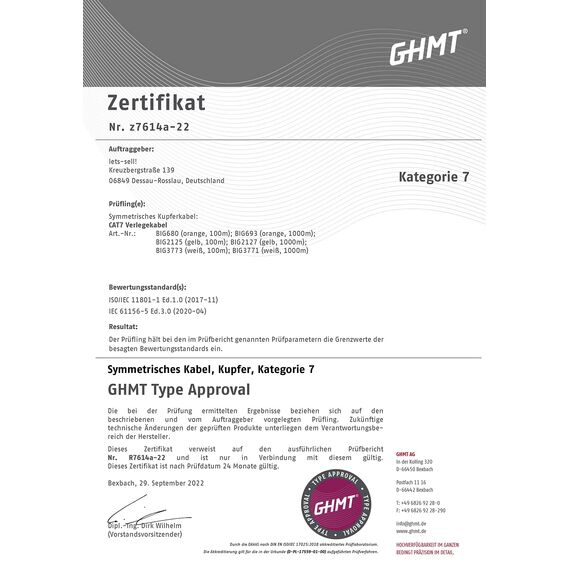 BIGtec CAT 7 Netzwerkkabel Verlegekabel LAN Kabel 200m CAT7 PiMF halogenfrei Zertifiziert GHMT BauPVO Eca POE orange Netzwerk Installationskabel Datenkabel