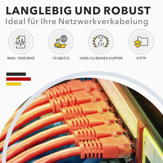RedStar24 CAT 7 Verlegekabel 15m Netzwerkkabel Datenkabel LAN CAT7 Kabel Kupfer Installationskabel CAT.7 Gigabit S/FTP Kat.7 Halogenfrei PIMF POE 10Gbit Netzwerk Verkabelung Ethernet Simplex 15m