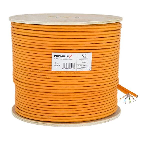 Premium X CAT 7 Netzwerkkabel 250m LAN Kabel Duplex Kupferkabel Ethernet Datenkabel S/FTP PiMF PoE Eca Kat7 Verlegekabel Installationskabel für müheloses Verlegen