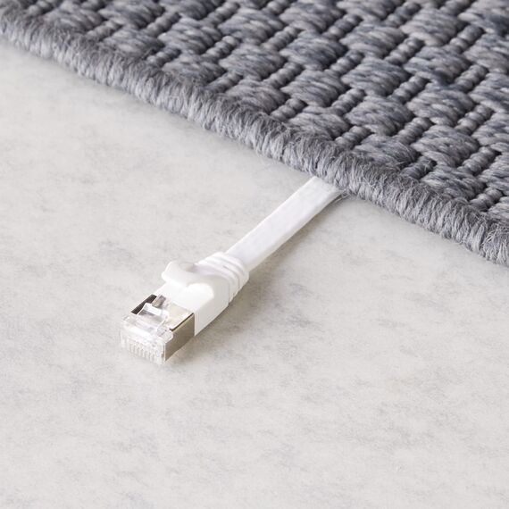 Amazon Basics flaches RJ45 Cat-7 Gigabit Ethernet Patch Internetkabel, 15.2 m, Weiß, Drucker